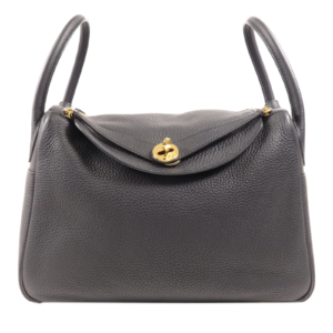 HERMES Clemence皮革Lindy 30金扣手挽肩背兩用袋Noir